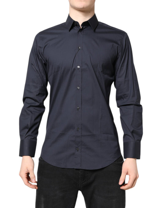 Camisa formal de vestir de algodón azul oscuro MARTINI