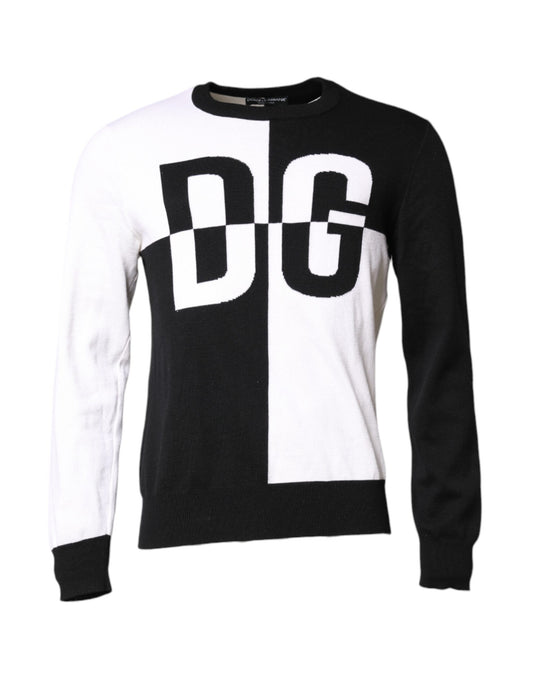 Pull en tricot noir et blanc avec logo imprimé