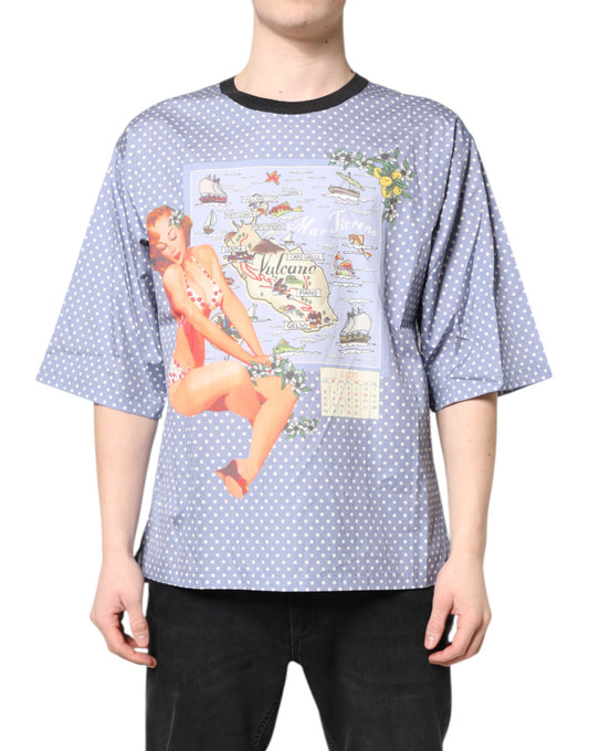 T-shirt à manches courtes bleu clair à imprimé graphique
