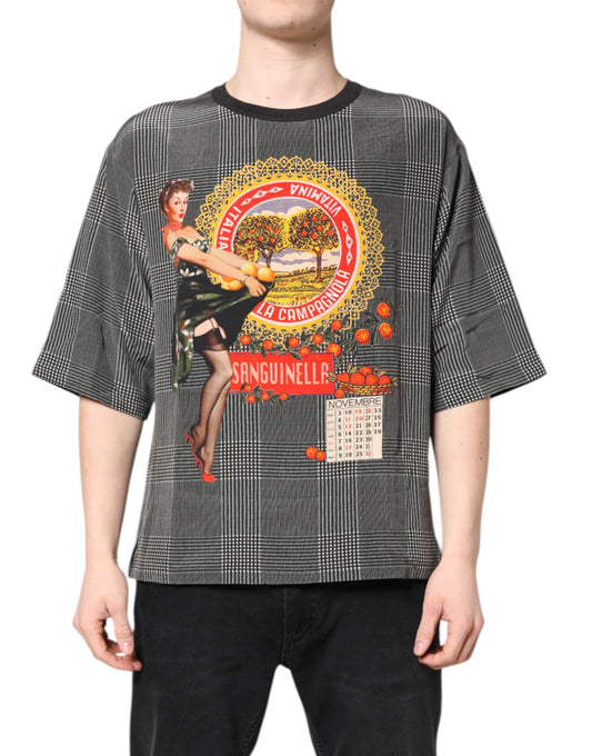 T-shirt à manches courtes imprimé graphique noir et blanc