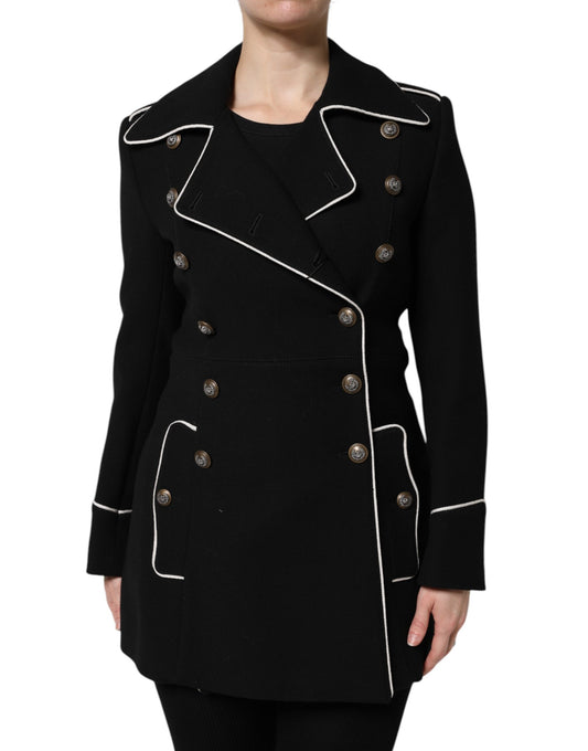 Chaqueta blazer cruzada de lana negra