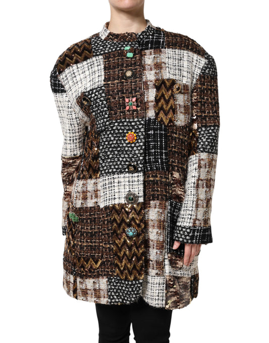 Chaqueta con botones y parches multicolor