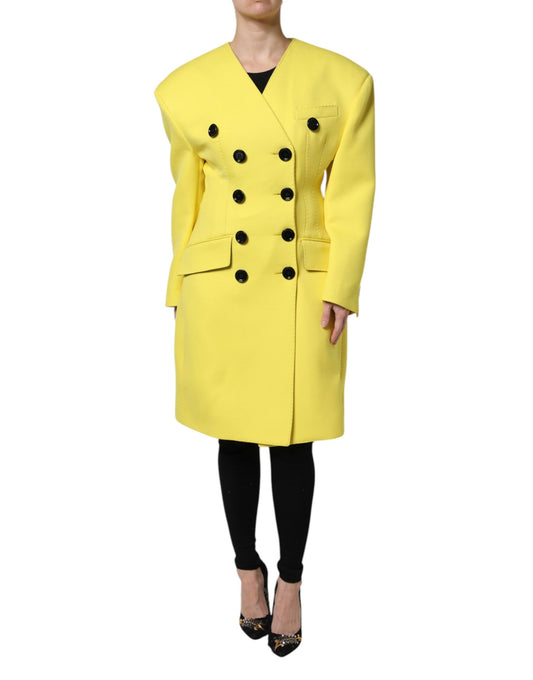 Chaqueta gabardina cruzada amarilla