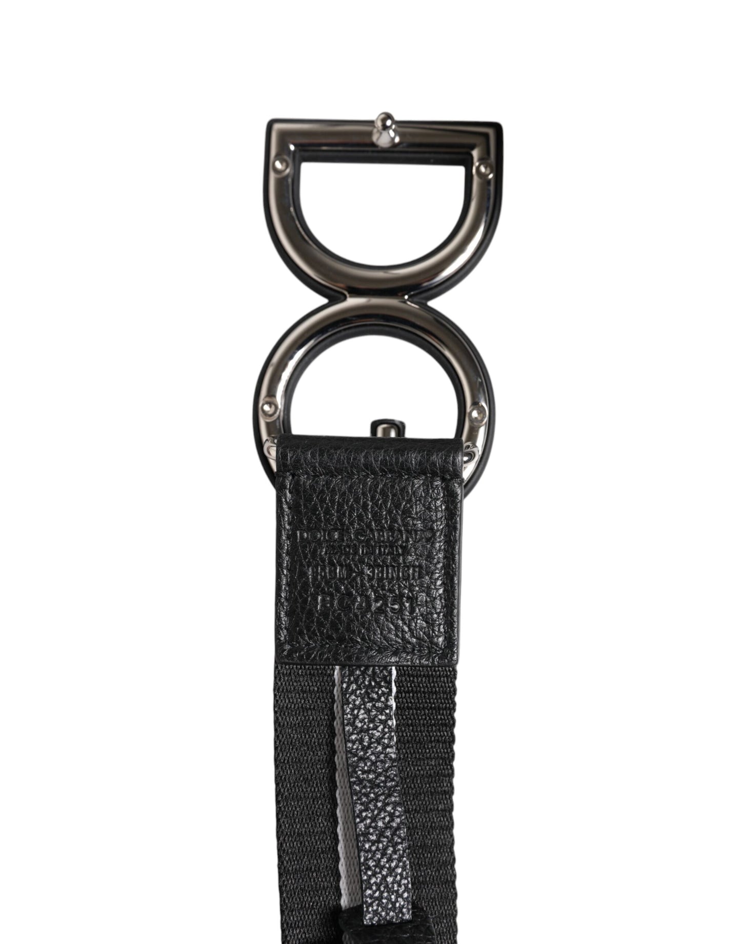 Ceinture à boucle DG en polyester noir avec logo imprimé