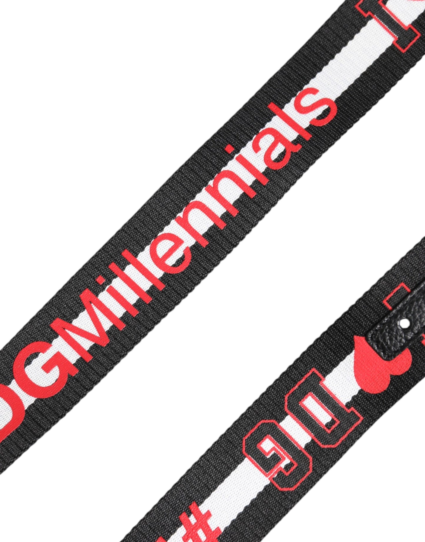 Ceinture à boucle DG en polyester noir avec logo imprimé