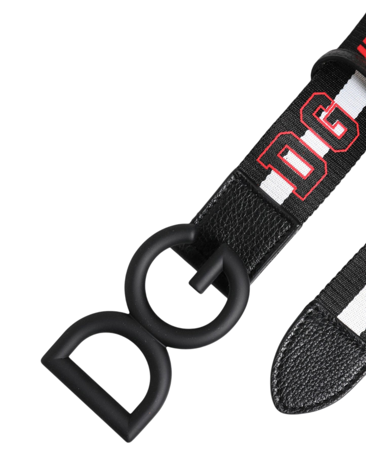 Ceinture à boucle DG en polyester noir avec logo imprimé