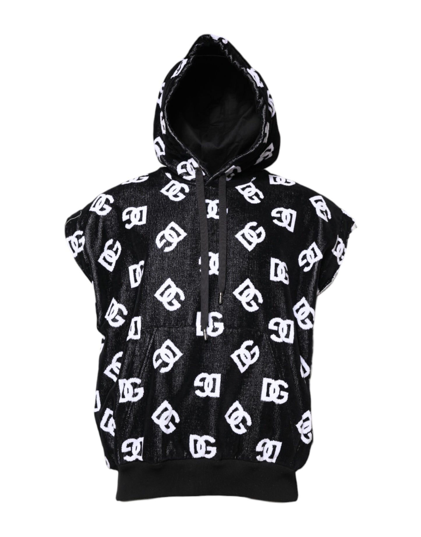 Pull sans manches à capuche en coton noir DG
