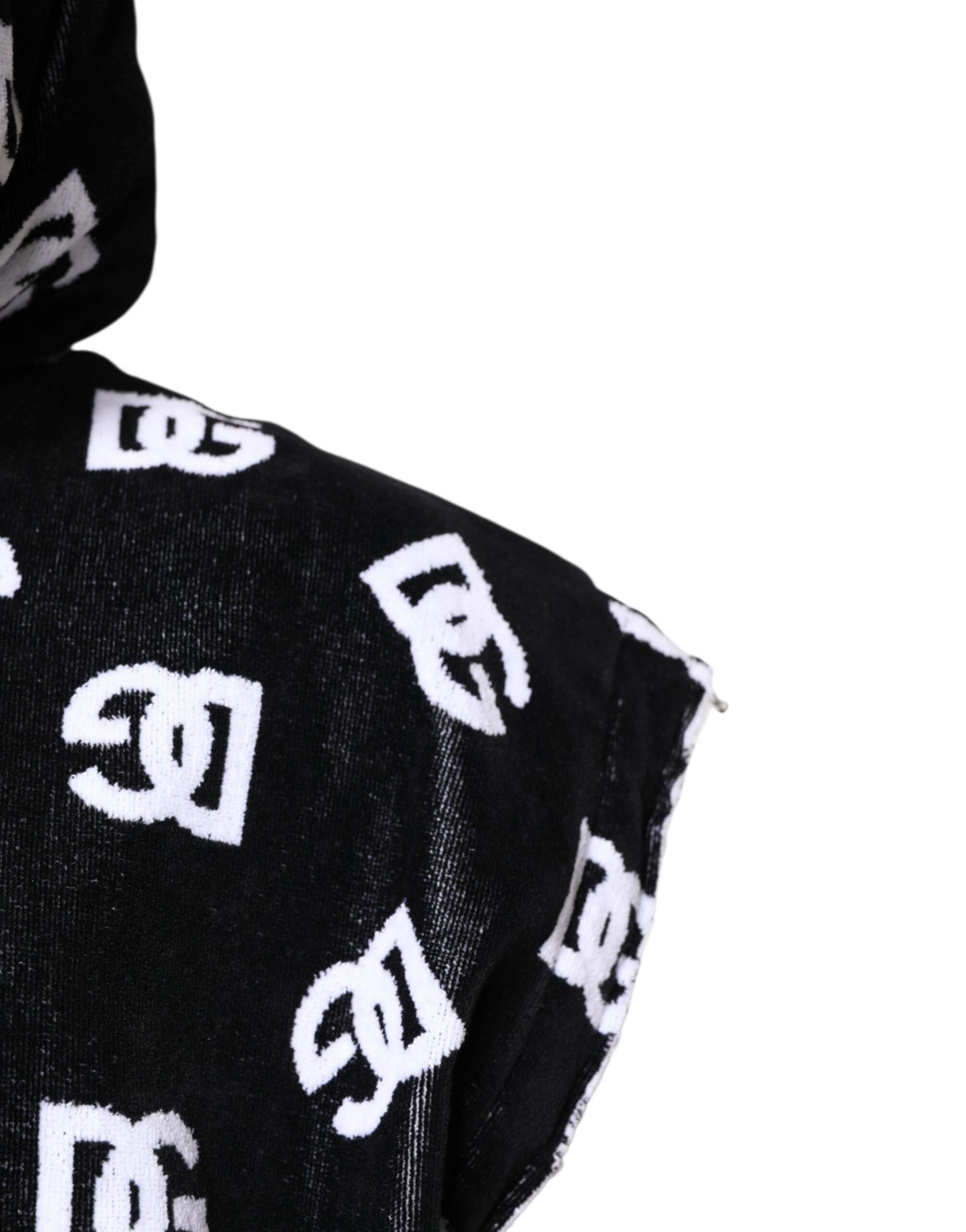 Pull sans manches à capuche en coton noir DG