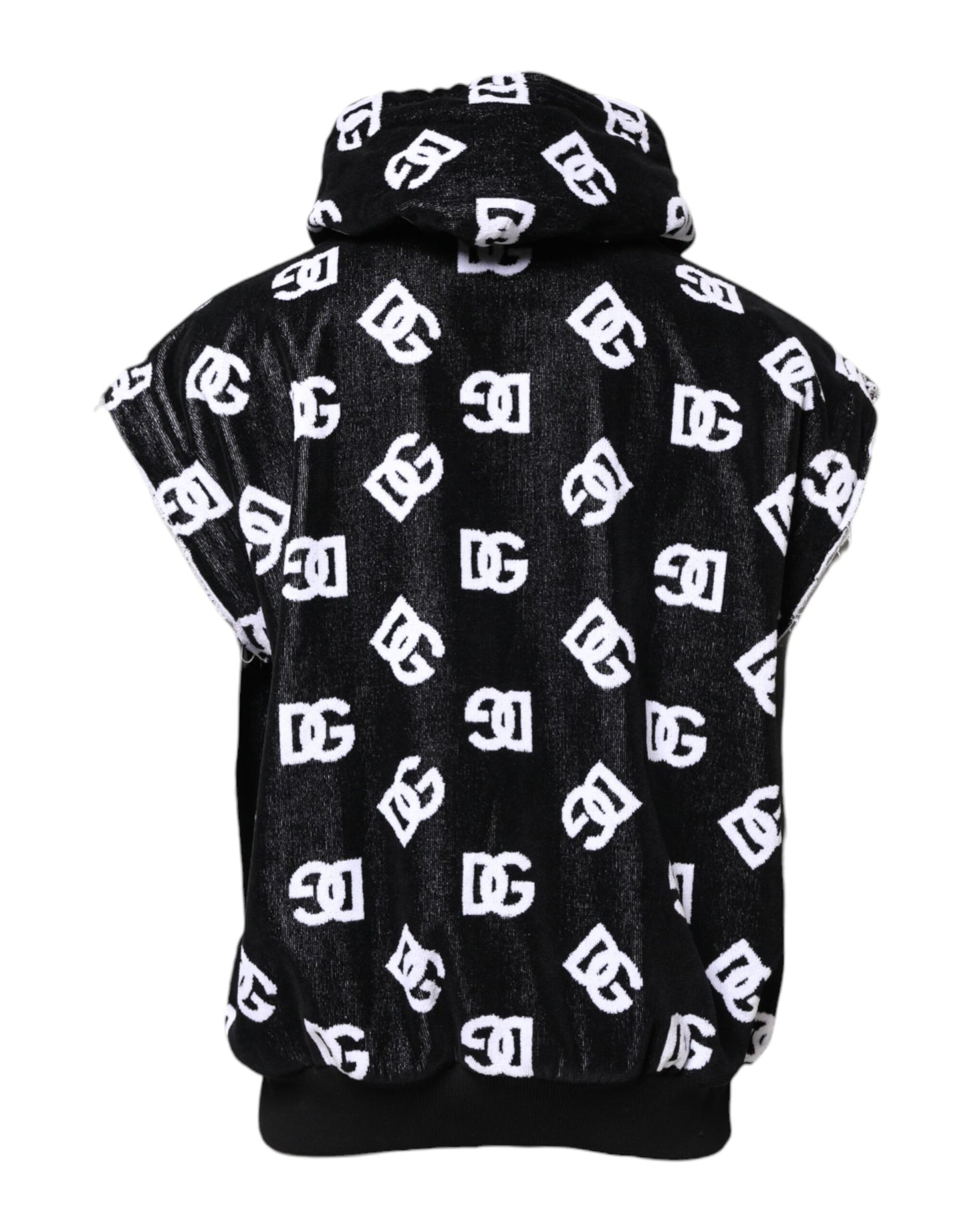 Pull sans manches à capuche en coton noir DG