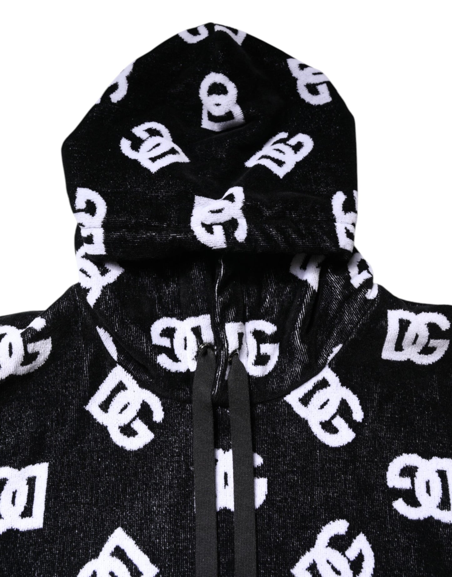 Pull sans manches à capuche en coton noir DG