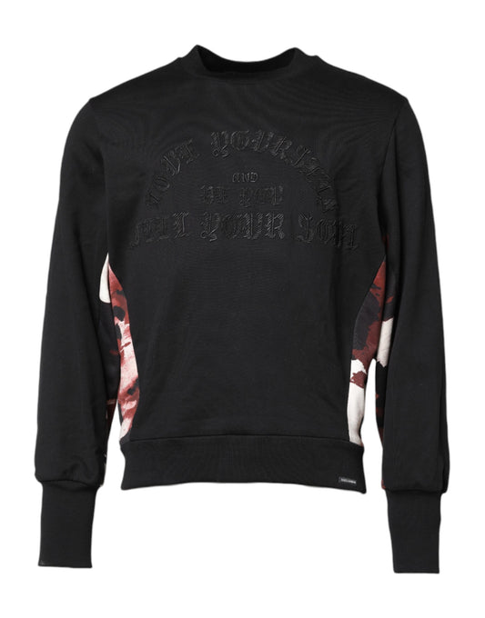 Pull ras du cou brodé noir