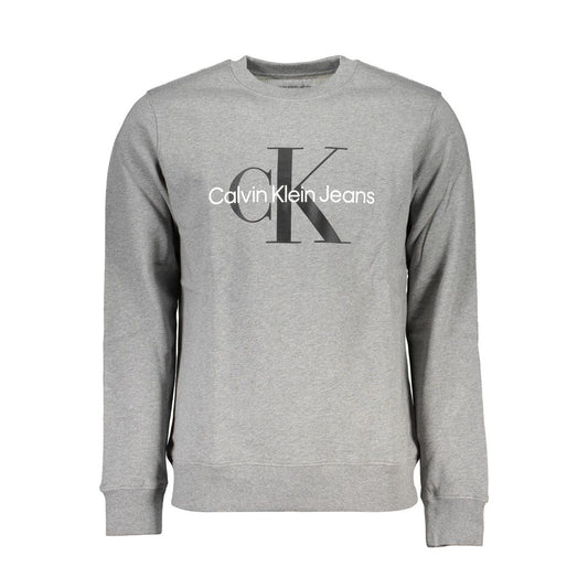 Sudadera clásica gris de cuello redondo con logotipo