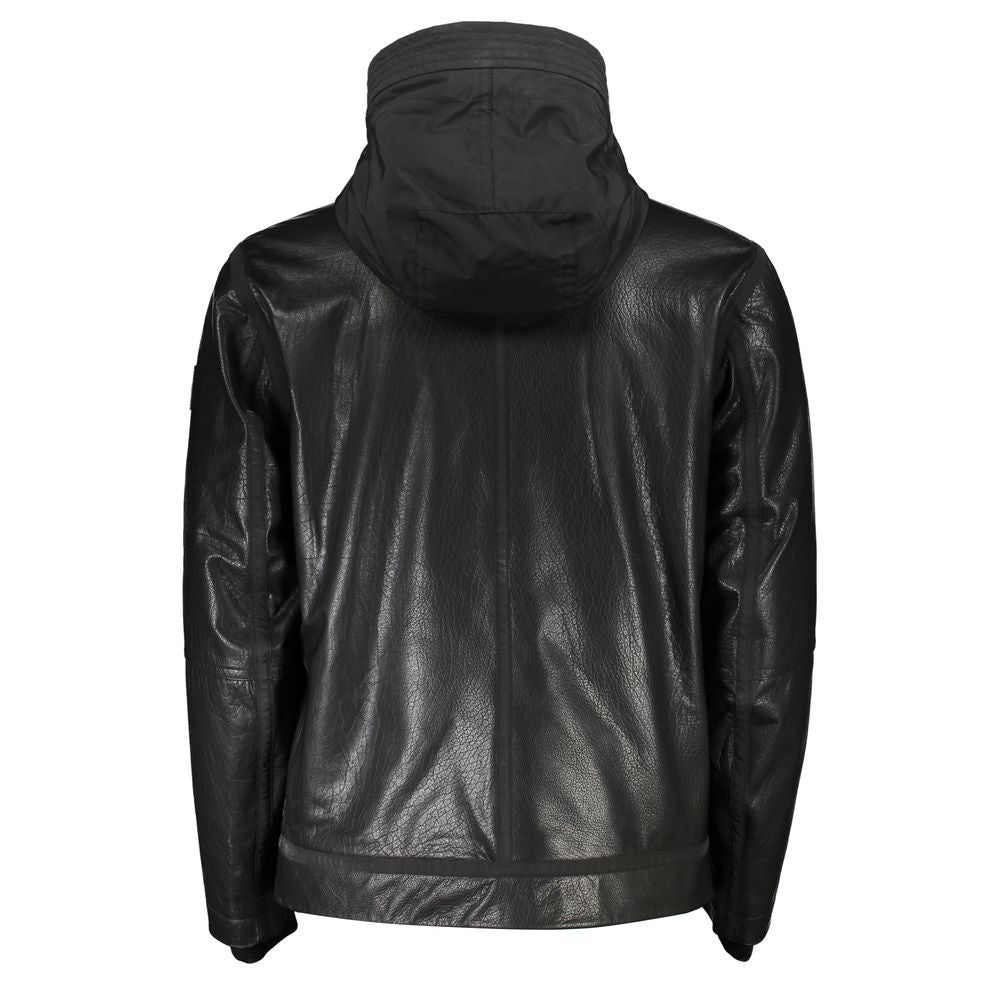 Veste en cuir noir pour homme