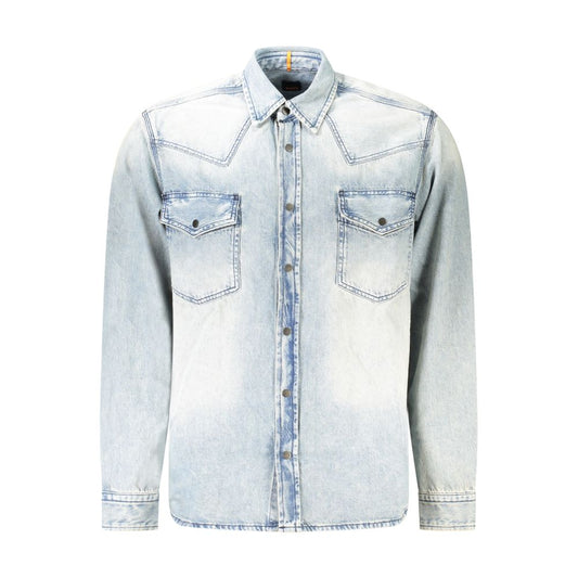 Chemise homme en coton bleu clair