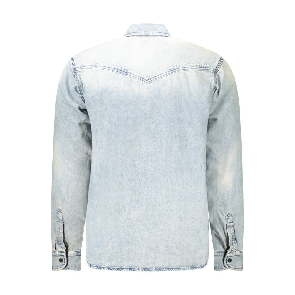 Chemise homme en coton bleu clair