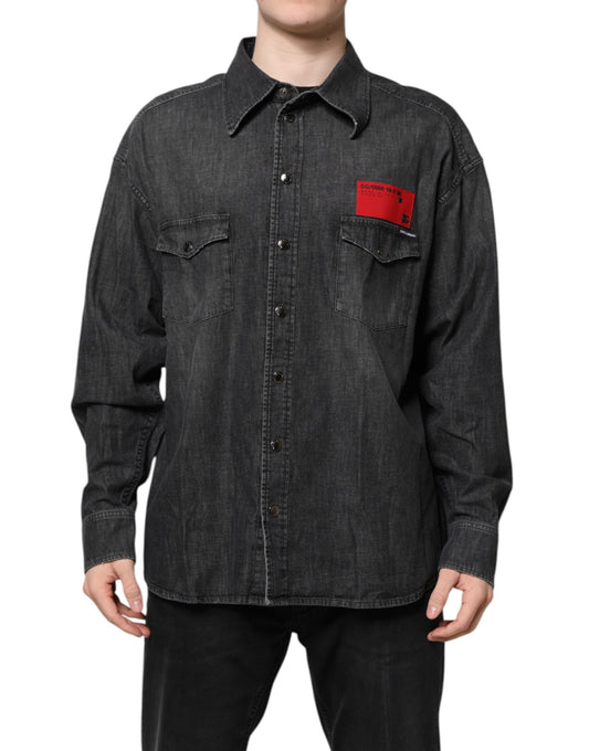 Camisa vaquera gris de manga larga con botones
