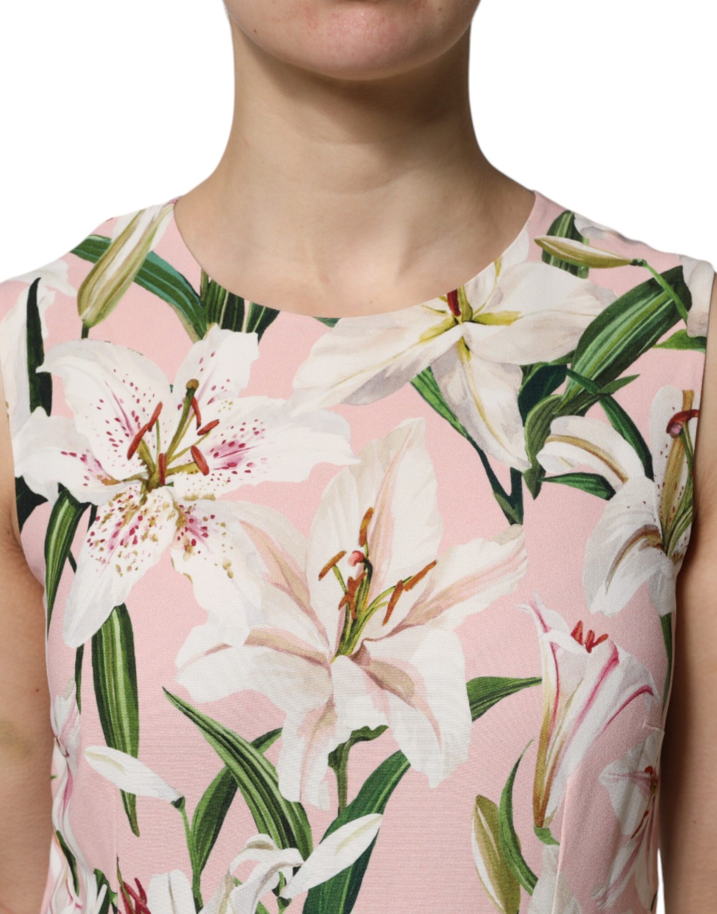 Camiseta sin mangas con cuello redondo y estampado floral multicolor