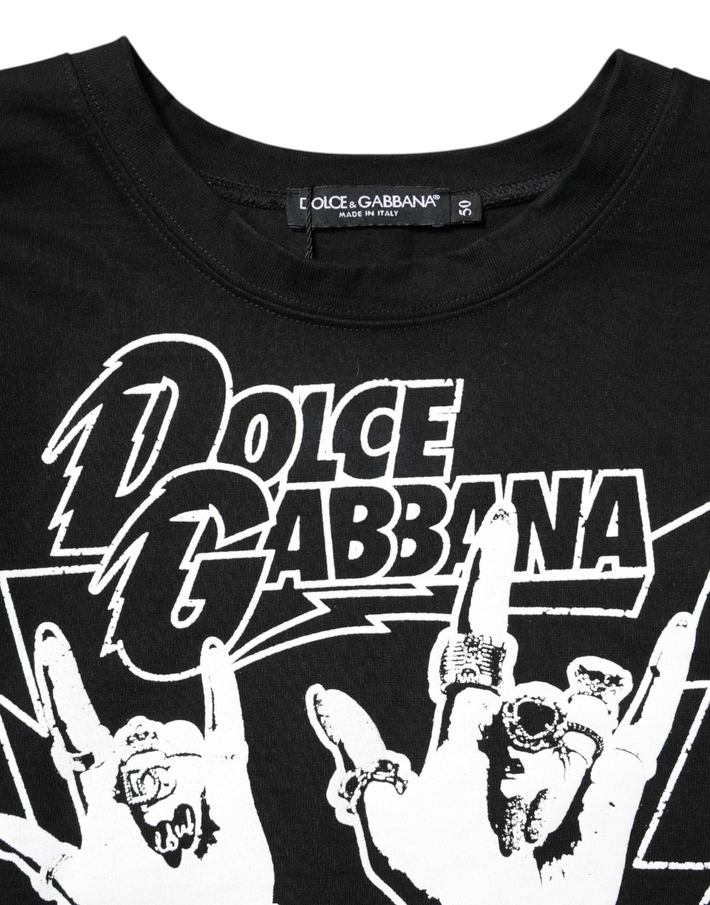 Camiseta de manga corta estampada de algodón negro