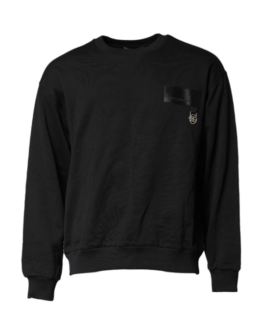Sweat-shirt ras du cou noir avec logo DG