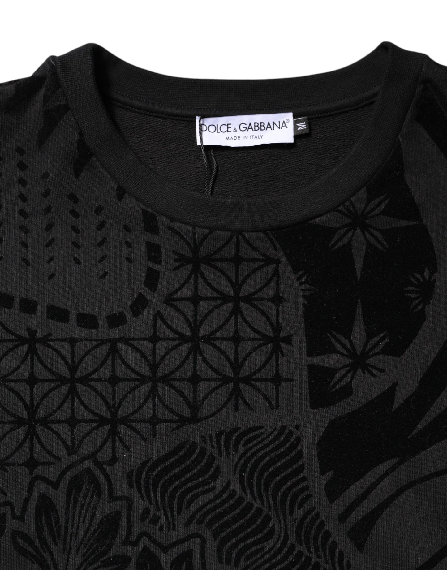 Sweat-shirt noir à col rond imprimé