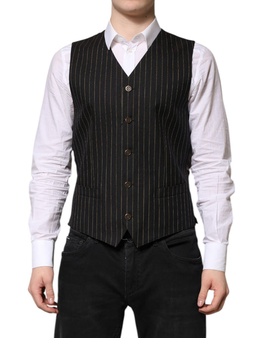 Gilet en laine à rayures noires pour homme