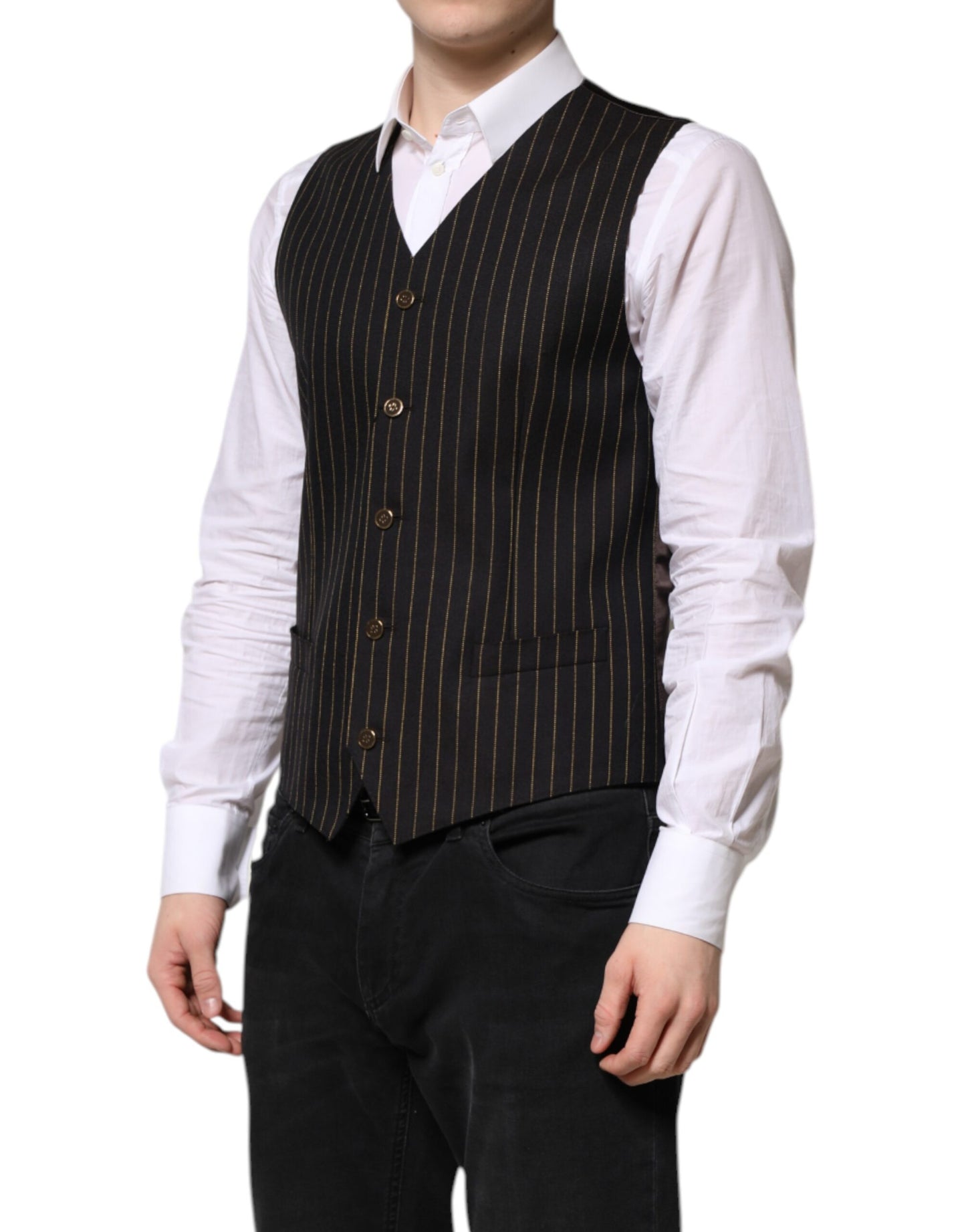 Gilet en laine à rayures noires pour homme