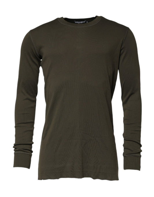 T-shirt vert foncé à manches longues et col rond
