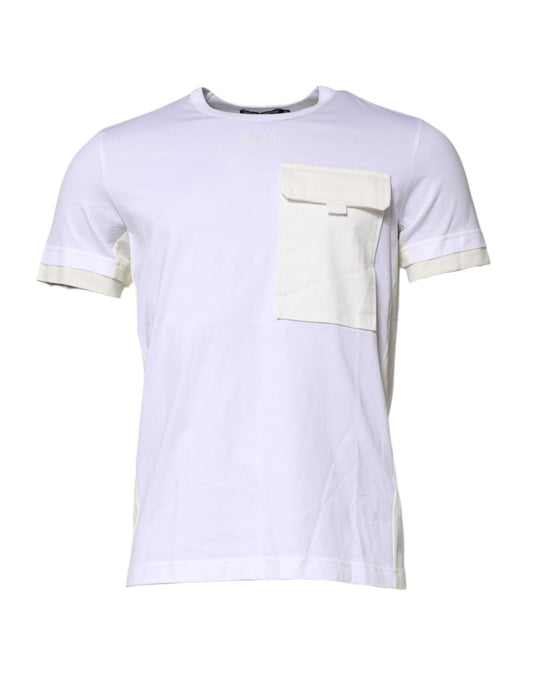 T-shirt à manches courtes en coton blanc avec poche