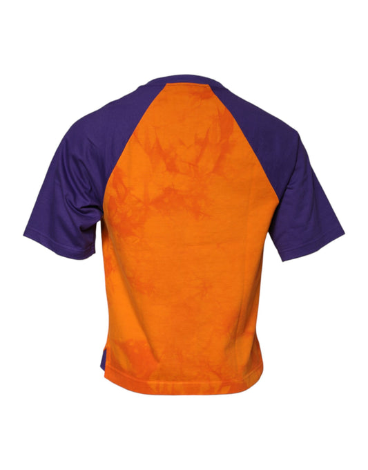 T-shirt col rond imprimé orange violet