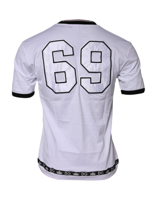 T-shirt en coton blanc avec broderie couronne du roi
