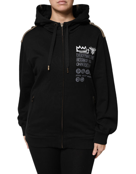 Chaqueta tipo sudadera con capucha y cremallera completa con logotipo negro
