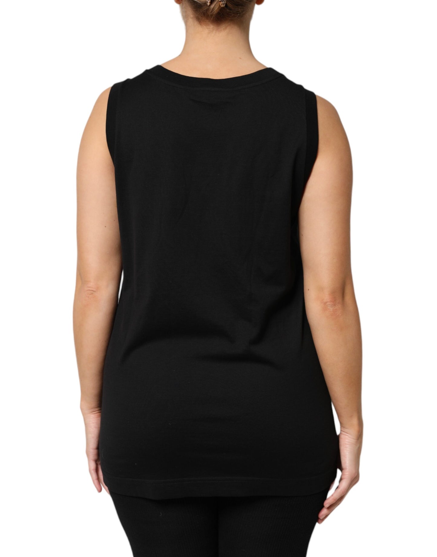 Camiseta sin mangas negra con adornos DG