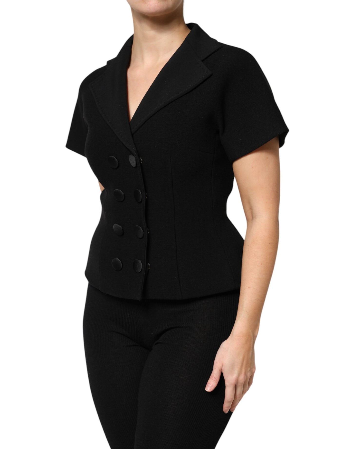 Chaqueta cruzada de lana negra