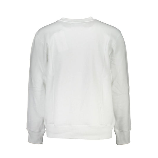 Suéter blanco nítido de mezcla de algodón con cuello redondo