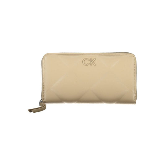 Elegante cartera beige con múltiples compartimentos RFID
