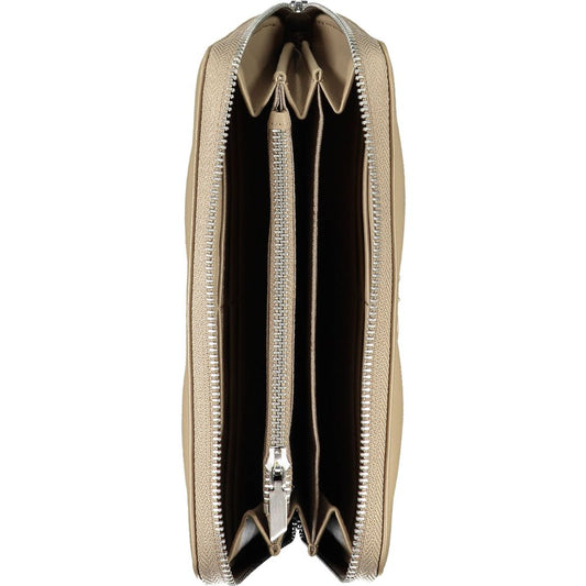 Elegante cartera beige con múltiples compartimentos RFID