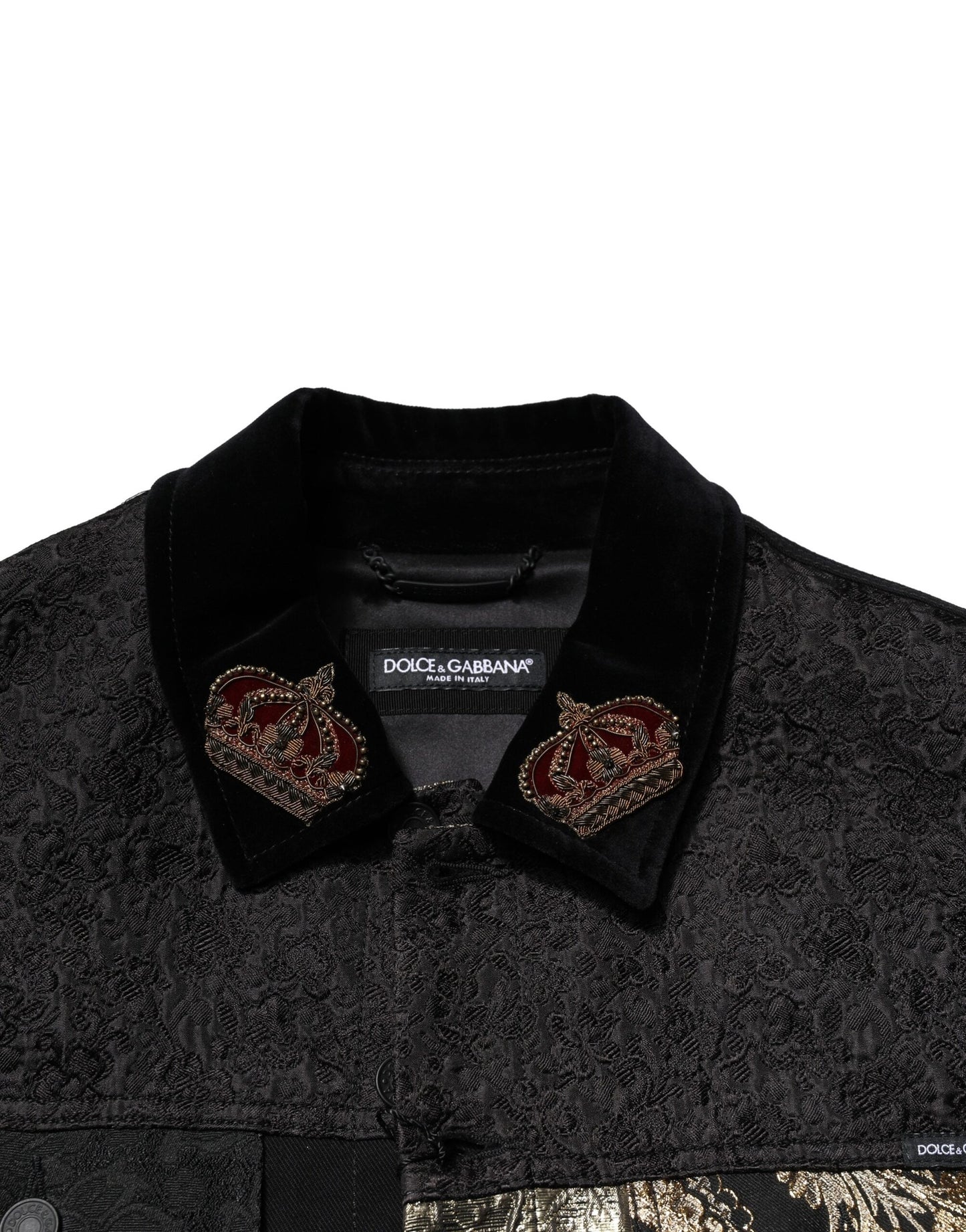 Chaqueta motera de jacquard floral en dorado y negro para hombre