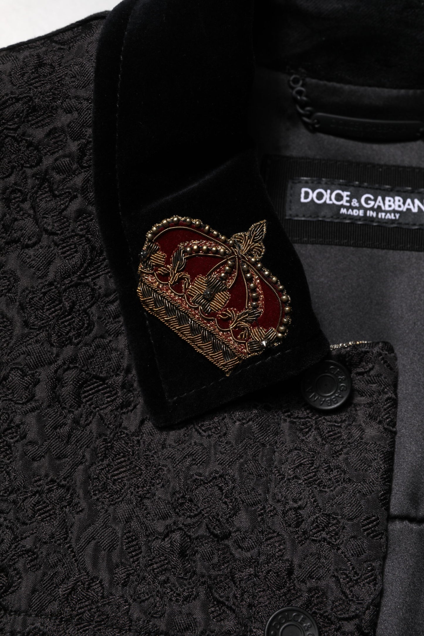 Chaqueta motera de jacquard floral en dorado y negro para hombre