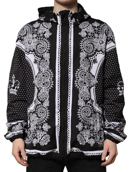 Chaqueta bomber con capucha y estampado de bandana negra
