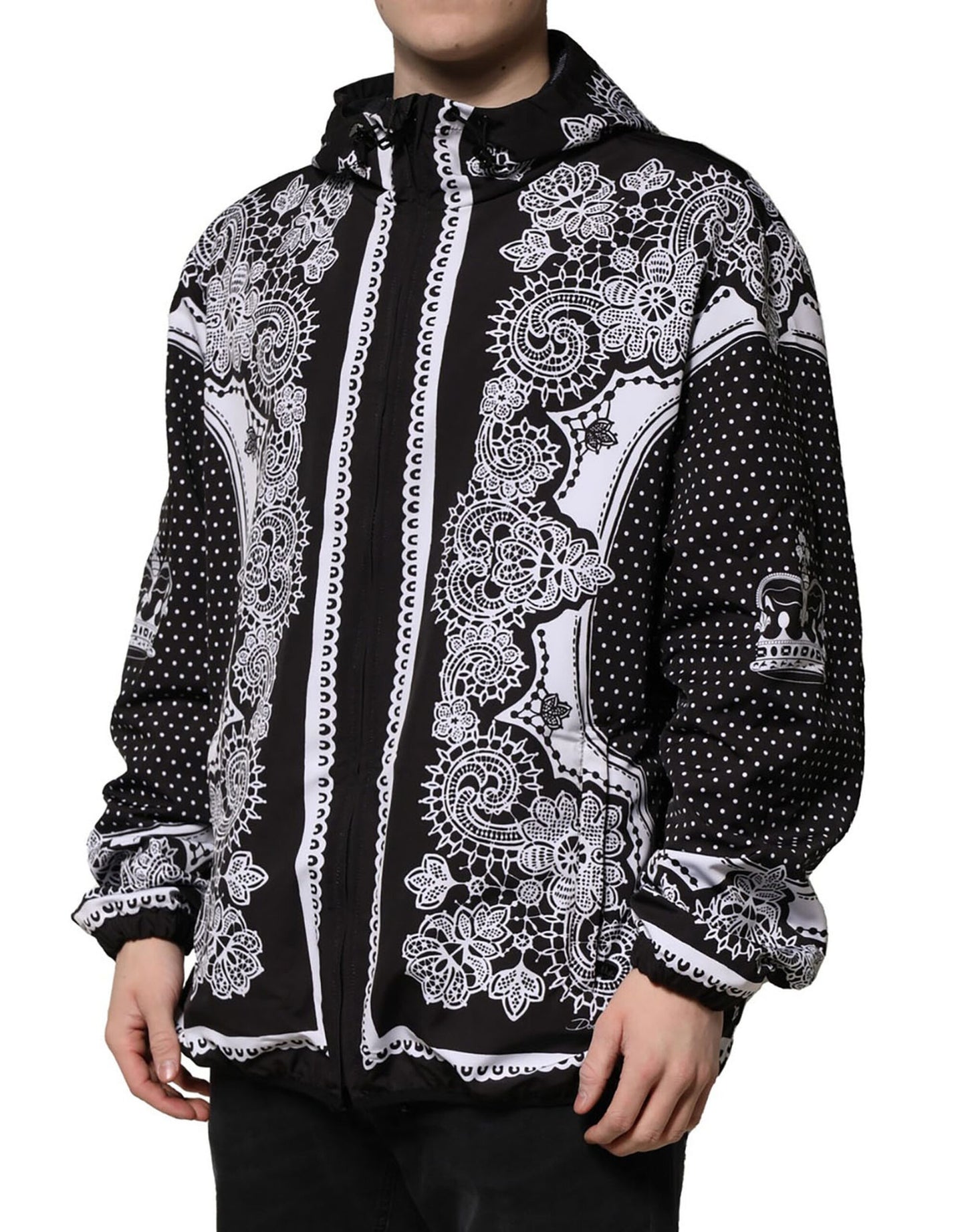 Chaqueta bomber con capucha y estampado de bandana negra