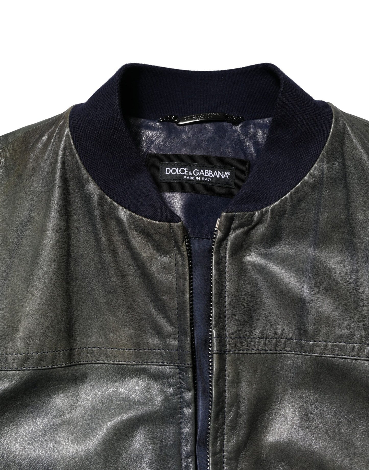 Chaqueta motera de piel de cordero negra con cremallera completa