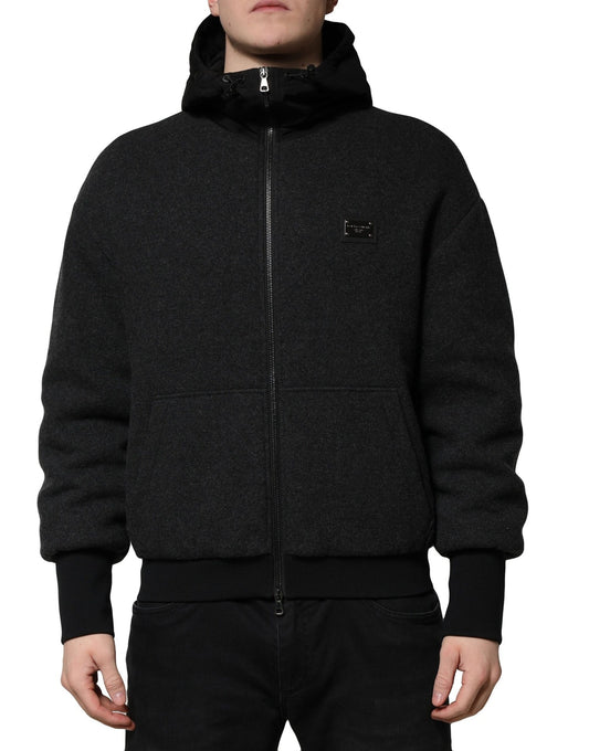 Chaqueta bomber con capucha y placa del logotipo de DG negra
