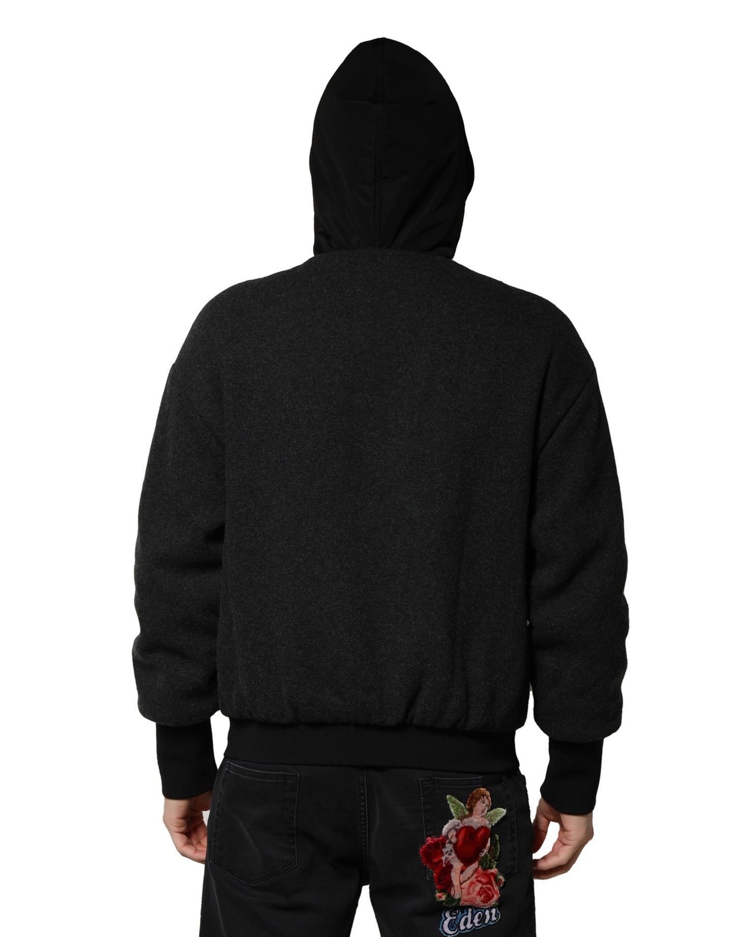 Chaqueta bomber con capucha y placa del logotipo de DG negra