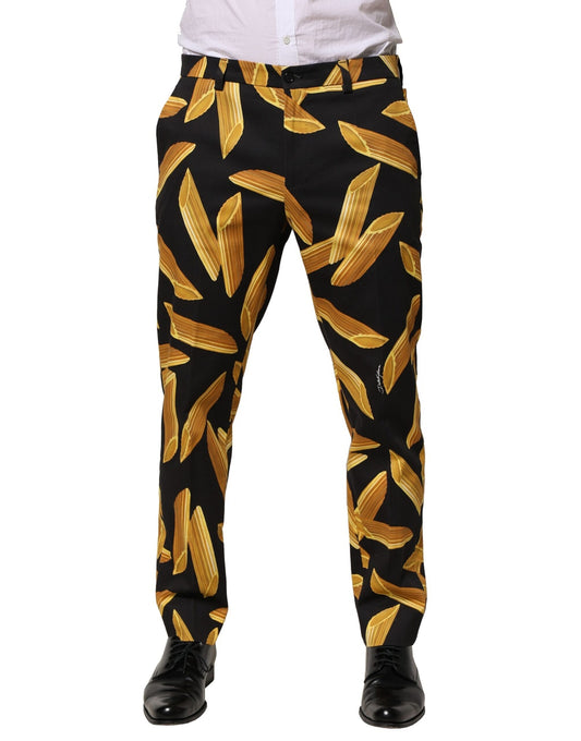 Pantalones cónicos con estampado de pasta negra para hombre