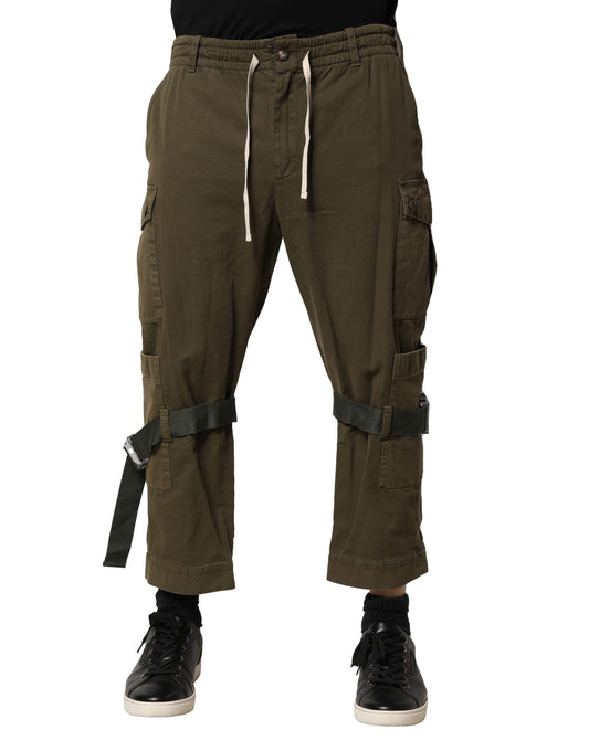 Pantalones cargo de algodón marrón con cordón ajustable