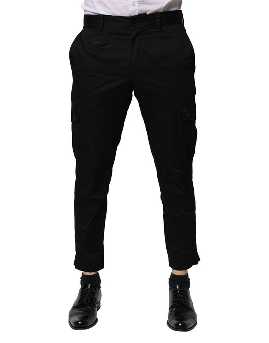 Pantalones formales ajustados de algodón negro