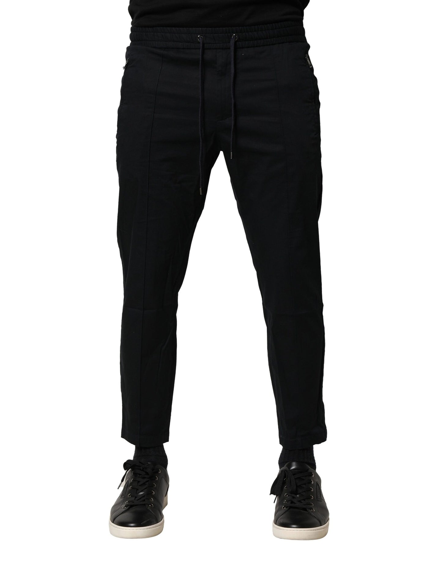 Pantalones deportivos de cintura media de algodón negro