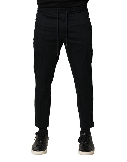 Pantalones deportivos de cintura media de algodón negro