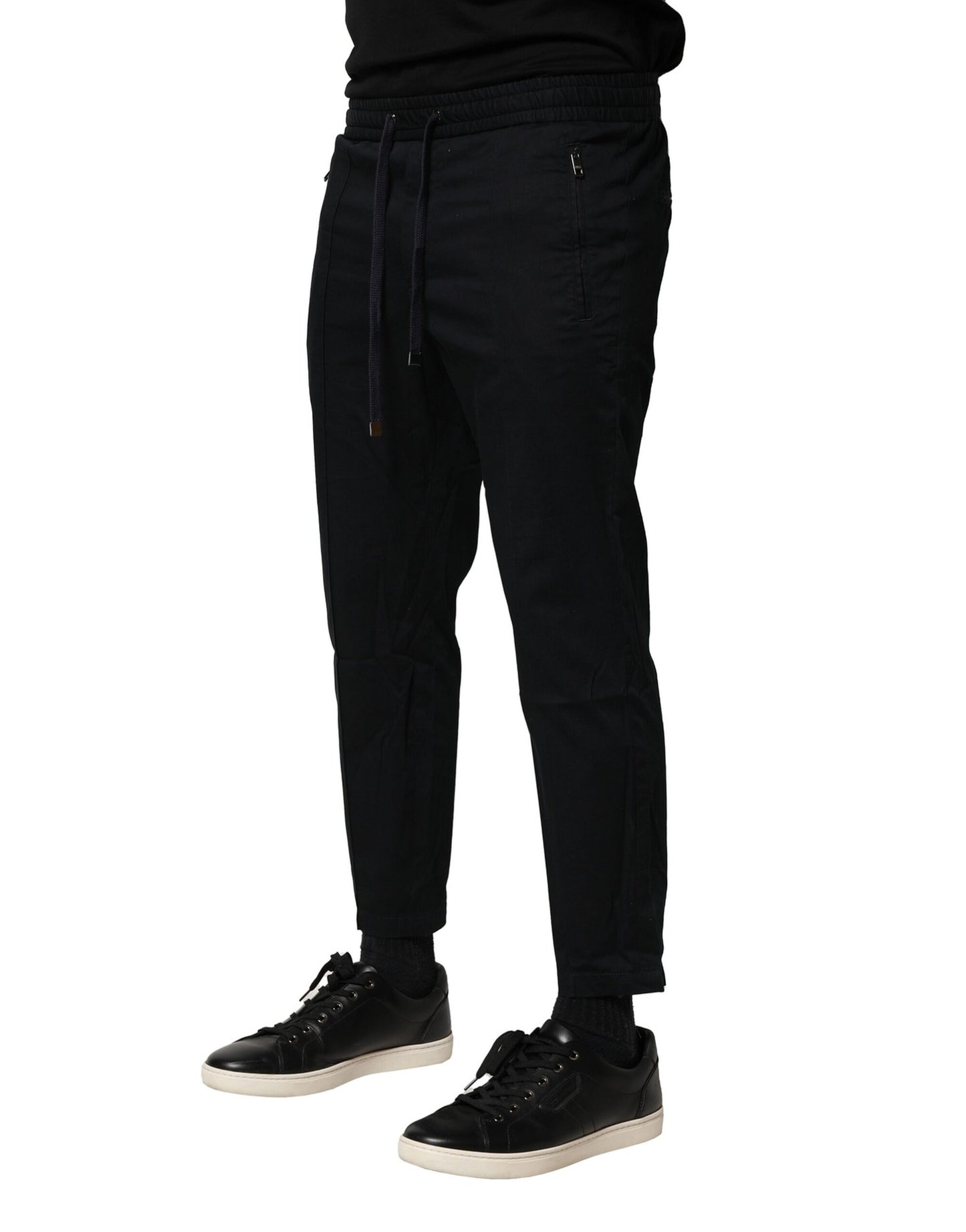 Pantalones deportivos de cintura media de algodón negro