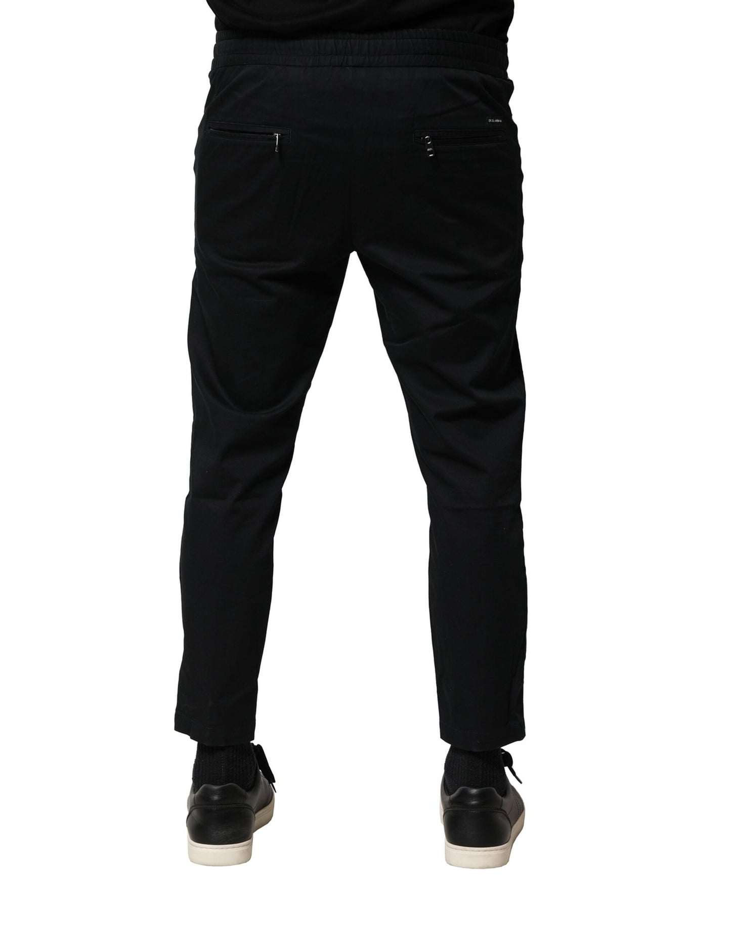 Pantalones deportivos de cintura media de algodón negro